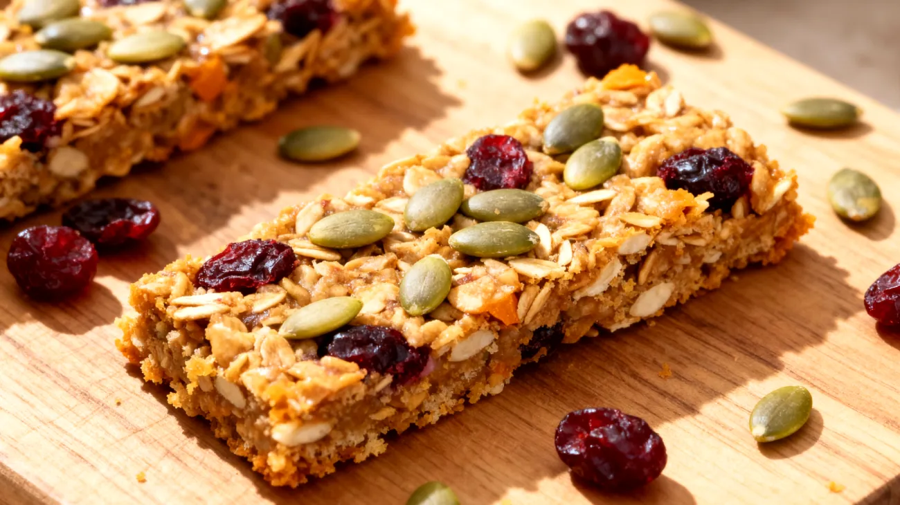 Barrette di avena con semi di zucca e mirtilli rossi essiccati"
