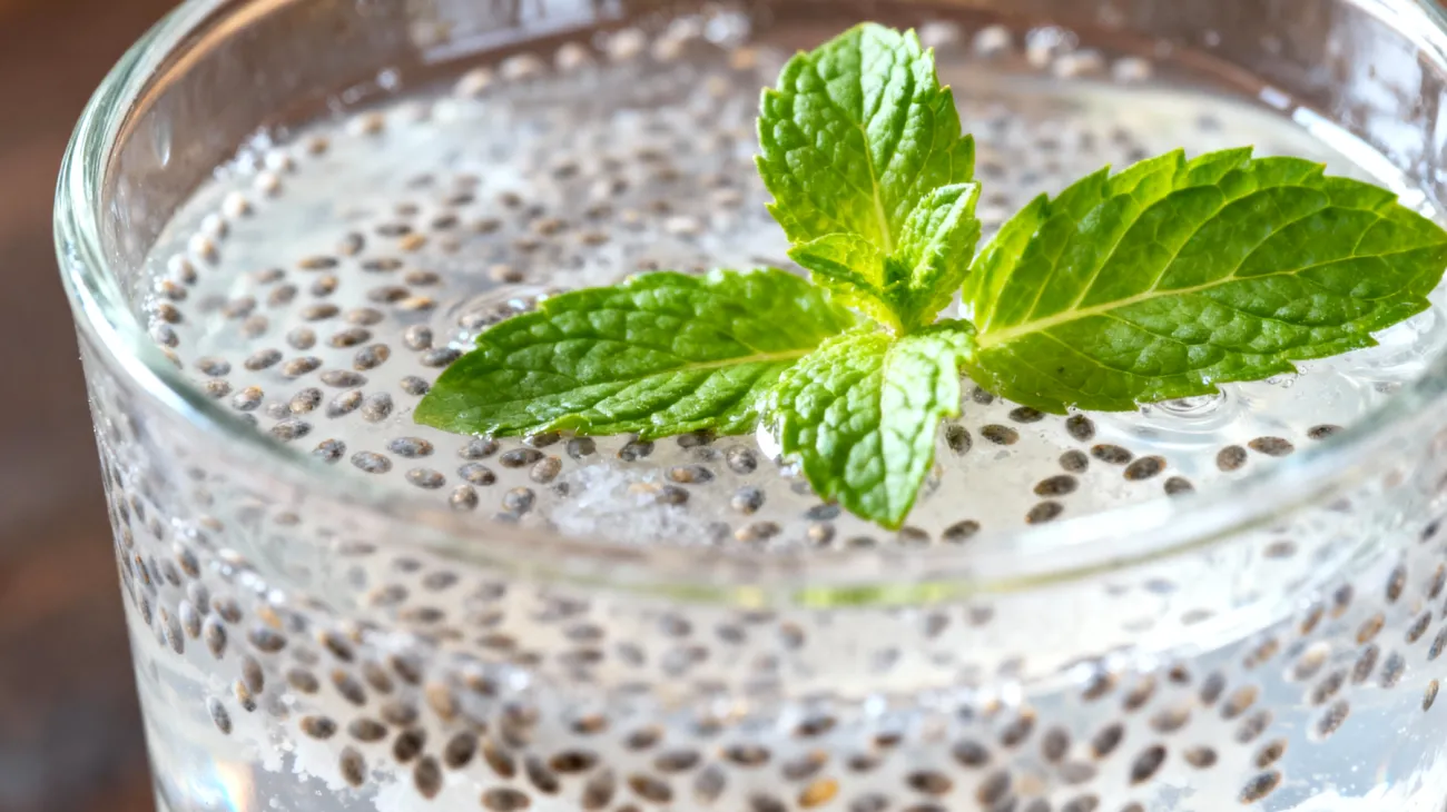 Kefir d'acqua con semi di chia e menta fresca"