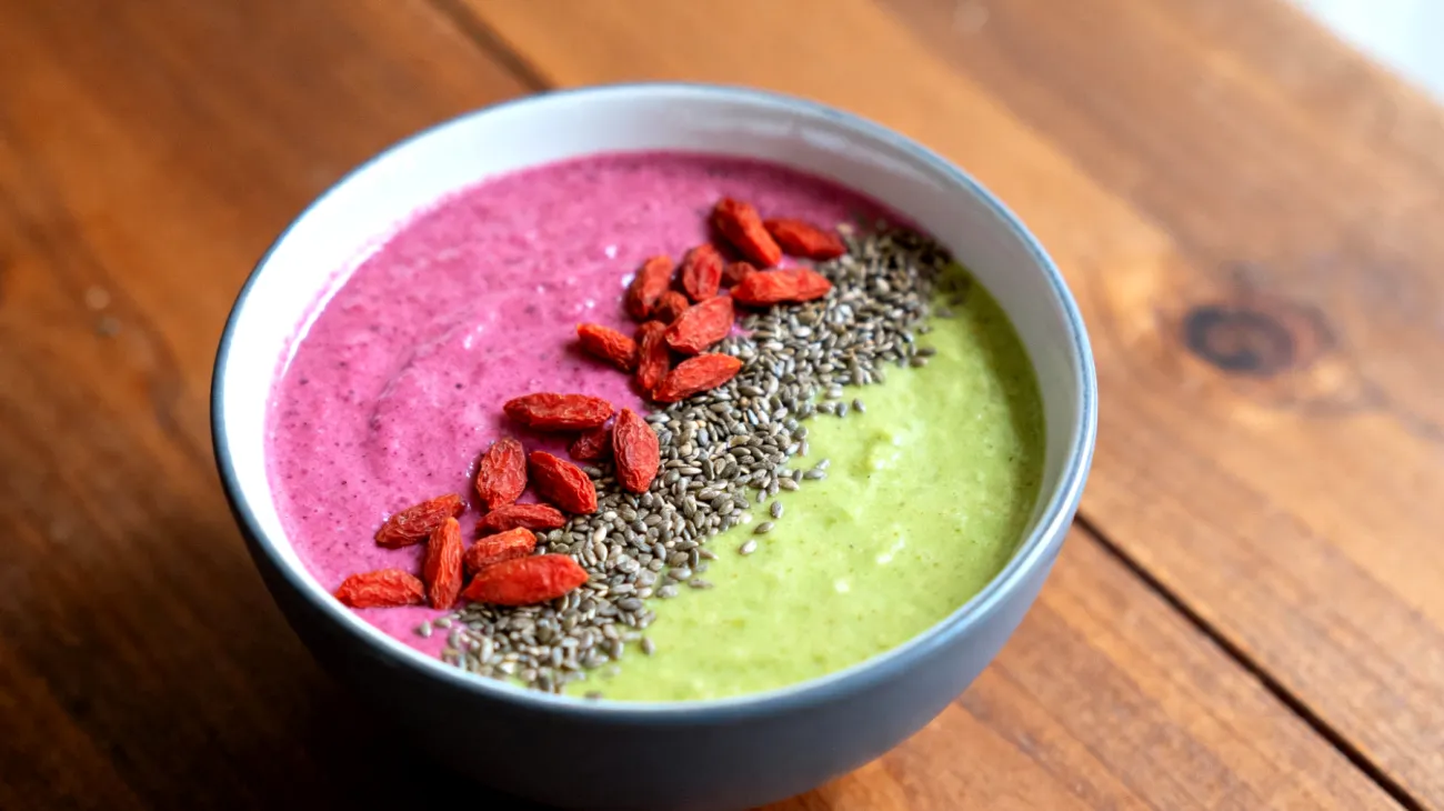 Smoothie bowl con semi di canapa e bacche di goji"